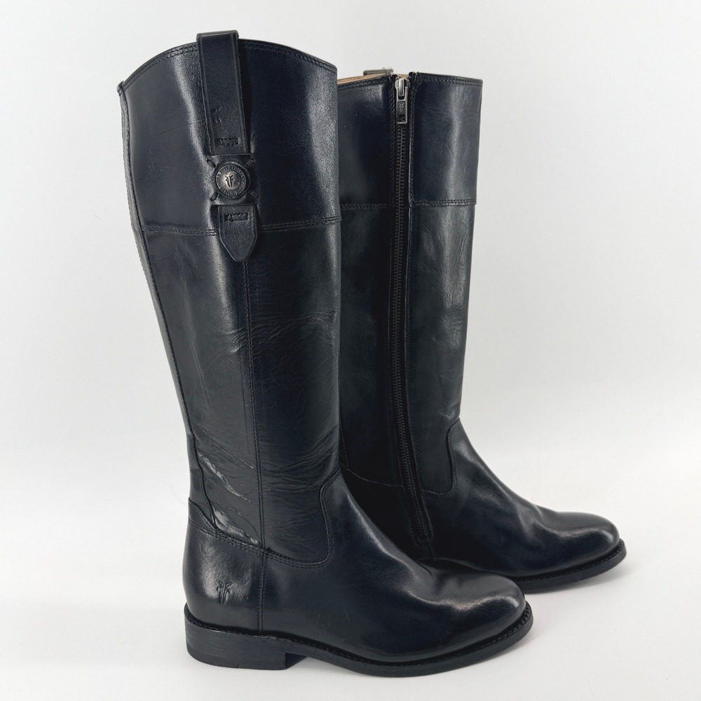 FRYE Jayden Button Tall Black Leather Riding Boots Knee High 6.5 B 3476095